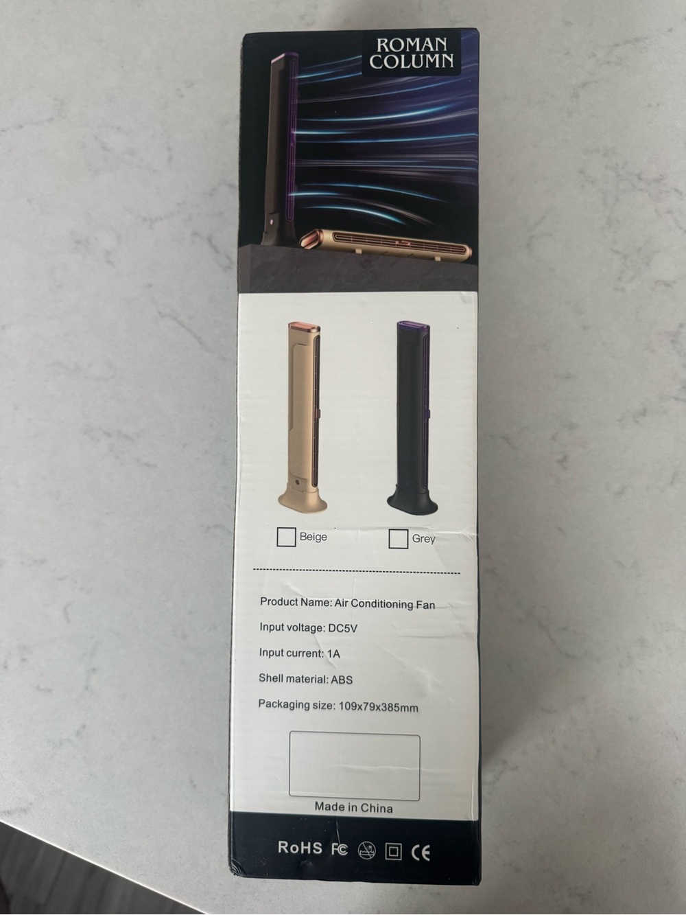Roman Column Portable Air Conditioning Fan - Gold and Black